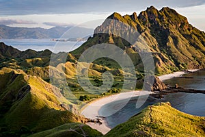 Landscape view from the top of Padar island in Komodo islands, F photo