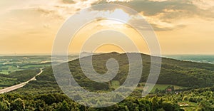 Landscape view towards town Porta Westfalica in Germany