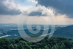 Landscape view towards town Porta Westfalica in Germany