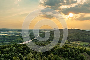 Landscape view towards town Porta Westfalica in Germany