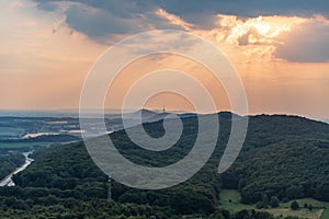 Landscape view towards town Porta Westfalica in Germany