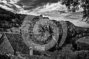 Landscape view of the village of Saint-Cirq-Lapopie France