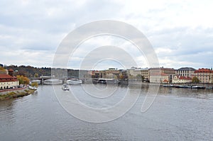 Landscape View of Vltava River in Prague, Czech Republic