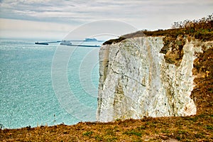 Landscape view of the White Cliffs at Dover