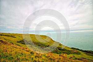 Landscape view of the White Cliffs at Dover