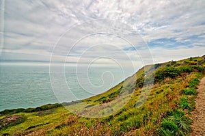 Landscape view of the White Cliffs at Dover