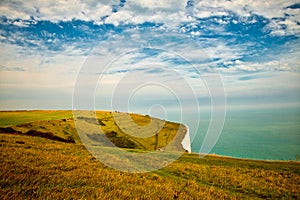 Landscape view of the White Cliffs at Dover