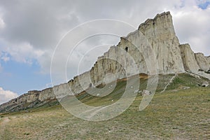 Landscape view of the White Mountain in the Eastern Crimea. Photos of the Crimean peninsula in summer, the white rock of