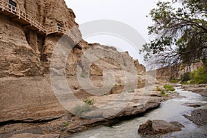 Landscape view of The Yulin Cave in Dunhuang Ggansu China