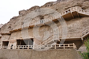 Landscape view of The Yulin Cave in Dunhuang Ggansu China