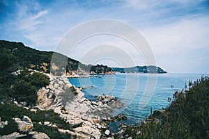 Landscape with views of an abrupt rocky coast of the mediterranean sea