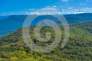 Landscape views in early autumn mountains Crimea Baydar Valley