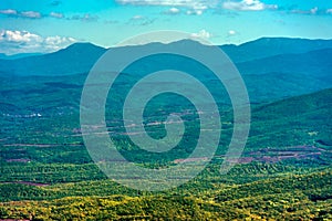 Landscape views in early autumn mountains Crimea Baydar Valley