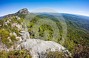 Landscape views on top of table rock mountain nc