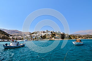 Landscape of the village of Agia Galini in Crete with its famous little fishing port