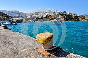 Landscape of the village of Agia Galini in Crete with its famous little fishing port