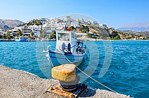 Landscape of the village of Agia Galini in Crete with its famous little fishing port