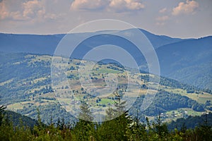 Landscape with village in the Apuseni mountains