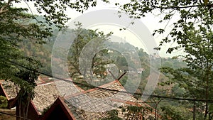 The landscape of a village as seen from a distance