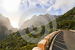 Landscape in the village of Mask in Tenerife. A difficult but beautiful road in the mountains