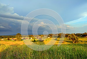 Landscape with village valley