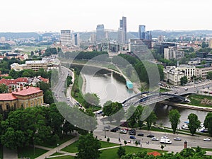 Landscape of Vilnius with skyscrapers.