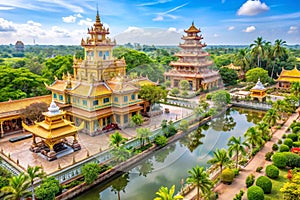 Landscape with Vinh Tranh Pagoda in My Tho, the Mekong Delta, Vietnam photo