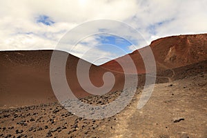 Landscape of volcanic hills on Faial Island, Azores