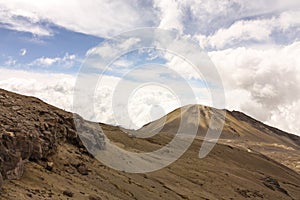 Landscape with volcano. Moor. National Natural Park snow. Andean