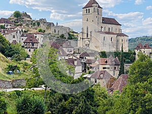 Landscape vue on old historical small french town Saint Cirq Lapopie