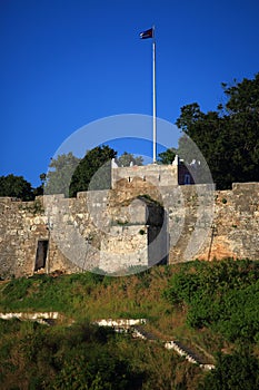 Landscape with the wall of the Fortaleza de San Carlos de la CabaÃ±a. View from Avenida del Puerto. Havana, Cuba