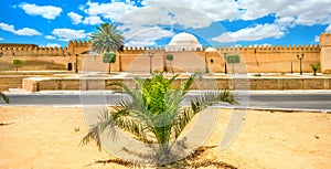 Landscape with walls of Great Mosque in Kairouan city. Tunisia, North Africa