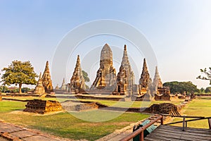 Landscape of  Wat Chai Watthanaram Temple in Buddhist temple Is a temple built in ancient times at Ayutthaya