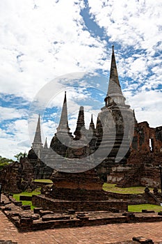 Landscape of Wat Phra Sri Sanphet Temple the ruins of ancient city of ayutthaya Ayutthaya Historical Park are the Capital of the