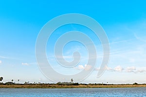 Landscape of Water canal with Blue sky and clouds