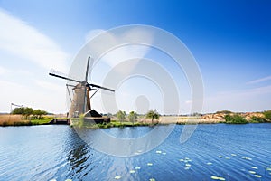 Landscape with water pumping windmill