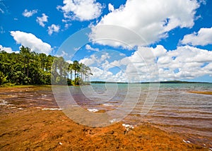 Landscape of water reservoir in Mauritius island