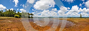 Landscape of water reservoir in Mauritius island