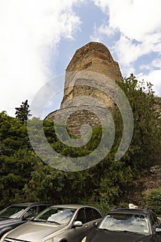 Landscape of waterfall in botanical garden of Tbilisi