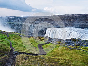 Landscape with waterfall Dettifoss, Iceland