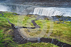 Landscape with waterfall Dettifoss, Iceland