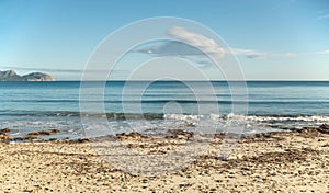 Landscape wild beach mediterranean sea in spain blue sky with beautiful cloud