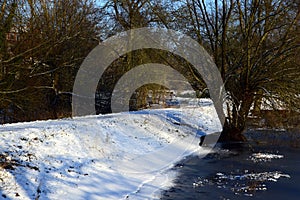 Landscape in Winter at Lake Klostersee in the Town Walsrode, Lower Saxony