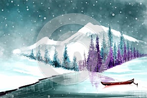 Landscape for winter and new year holidays christmas card background