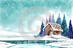 Landscape for winter and new year holidays christmas card background