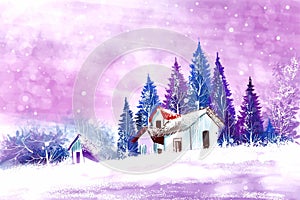 Landscape for winter and new year holidays christmas card background