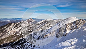 Landscape of winter snowy mountains