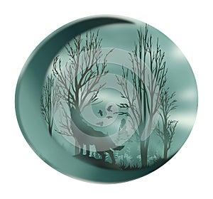 Landscape with a wolf in the moon