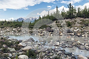 Landscape of Wrangell-St. Elias National Park in Alaska