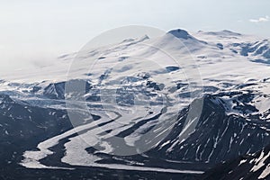 Landscape of Wrangell-St. Elias National Park in Alaska